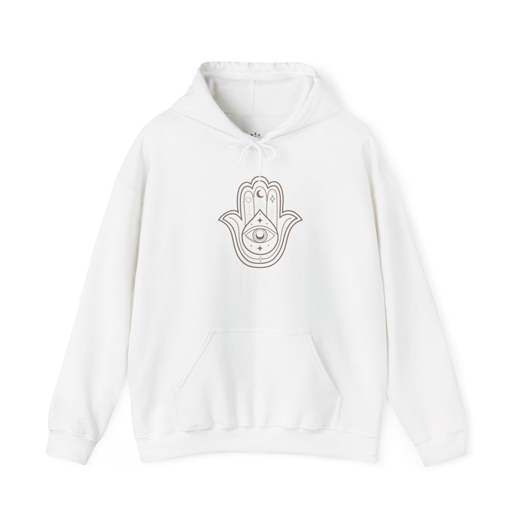 Spiritual Hamsa Hoodie - Cozy Unisex Sweatshirt with Spiritual Design, Ideal for Meditation, Yoga, or Everyday Wear, Gift for Her or Him