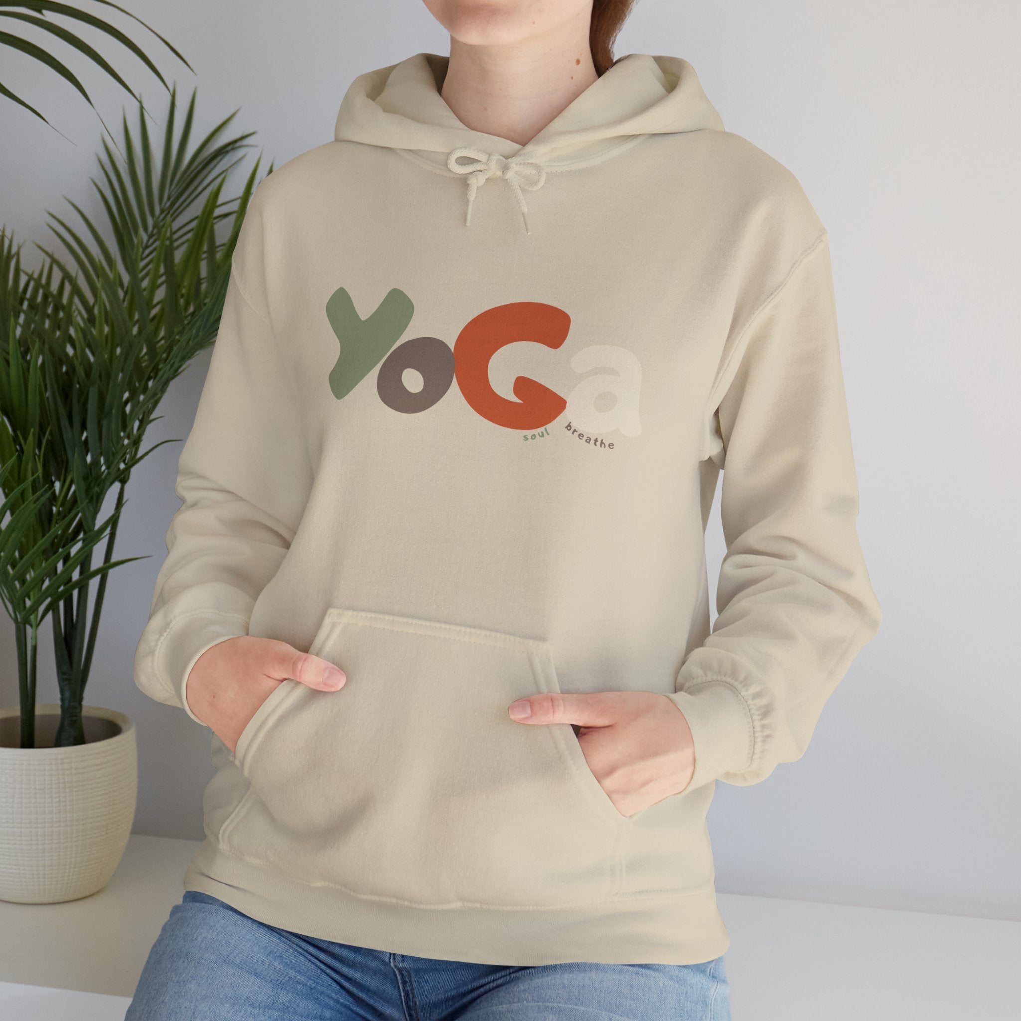 Yoga Hooded Sweatshirt, Cozy Casual Wear, Streetwear Style, Eco-Friendly Gift