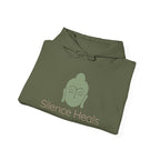 Silence Heals Unisex Hooded Sweatshirt, Cozy Casual Wear, Streetwear Style, Eco-Friendly Gift