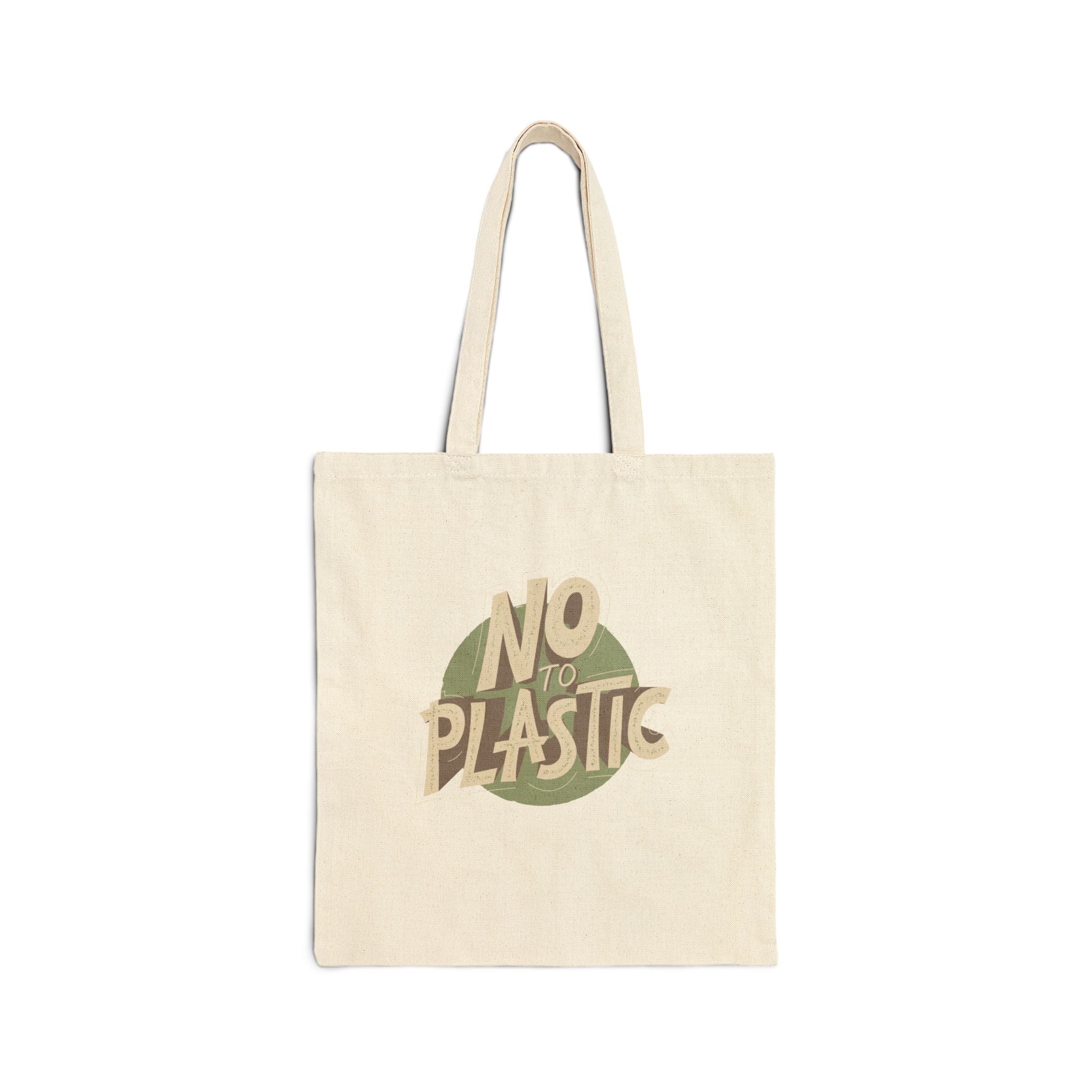 Eco-Friendly Cotton Canvas Tote Bag No to Plastic, Reusable Shopping Bag, Sustainable Gift, Grocery Bag