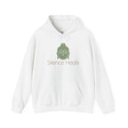 Silence Heals Unisex Hooded Sweatshirt, Cozy Casual Wear, Streetwear Style, Eco-Friendly Gift