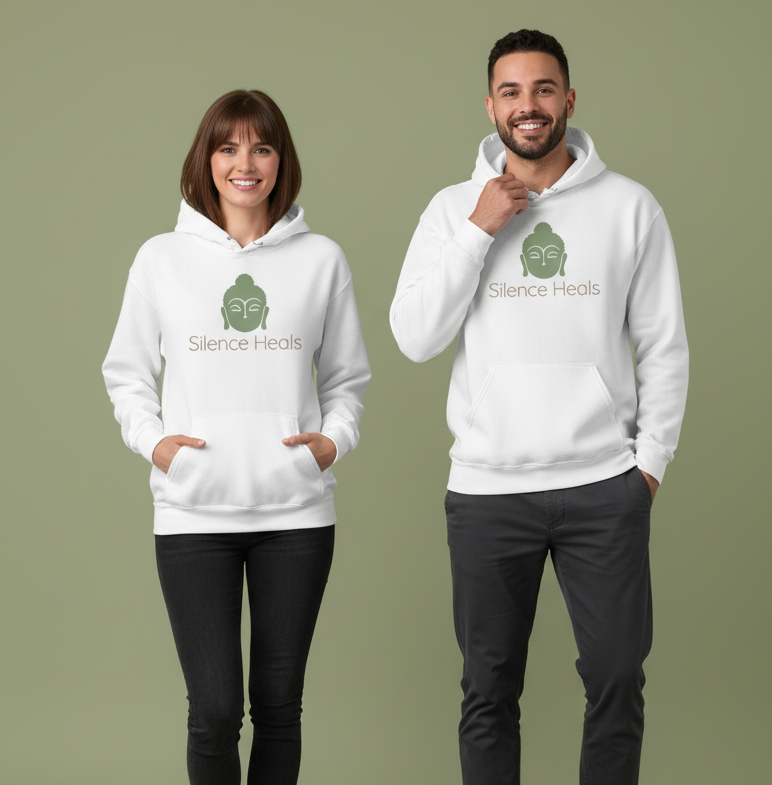 Silence Heals Unisex Hooded Sweatshirt, Cozy Casual Wear, Streetwear Style, Eco-Friendly Gift