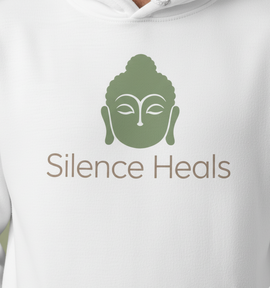 Silence Heals Unisex Hooded Sweatshirt, Cozy Casual Wear, Streetwear Style, Eco-Friendly Gift