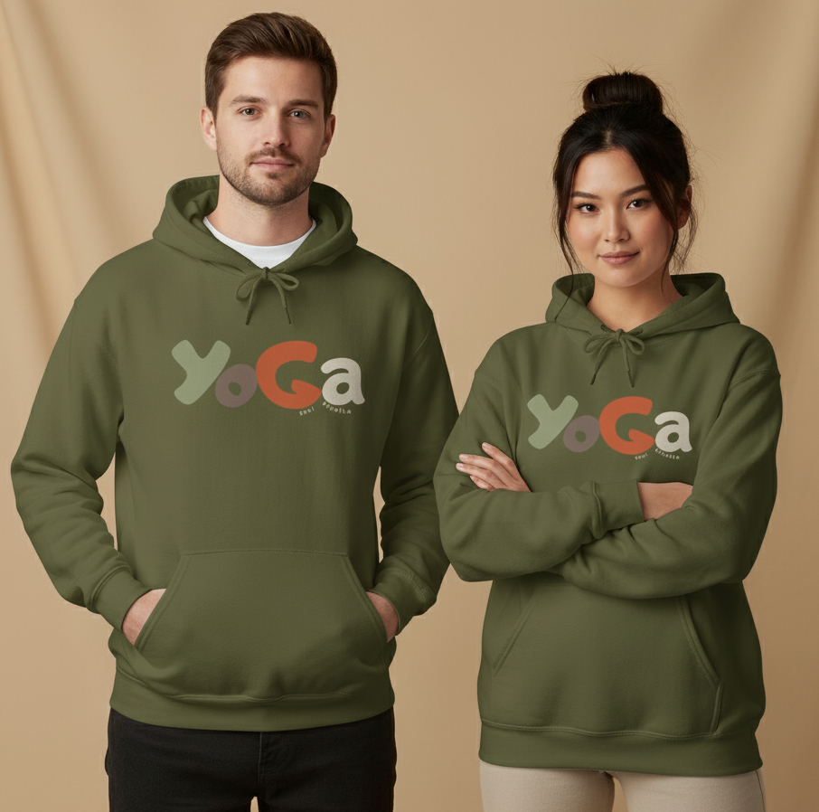 Yoga Hooded Sweatshirt, Cozy Casual Wear, Streetwear Style, Eco-Friendly Gift