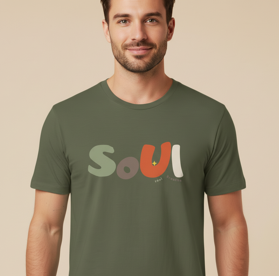 Soul T-Shirt – Soft Style Tee for Males, Perfect Gift for Spirituality, Wellness, Yoga Lovers, Casual Wear
