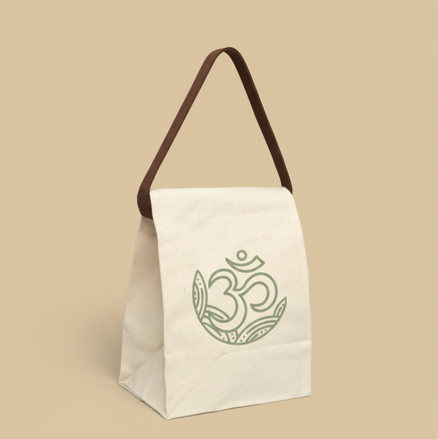 Mindful Canvas Lunch Bag, Eco-Friendly Tote, Yoga Lunch Bag, Gift for Wellness Enthusiasts, Meditation Accessory, Sustainable Snack Bag