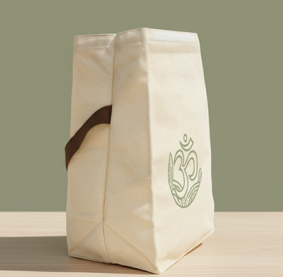 Mindful Canvas Lunch Bag, Eco-Friendly Tote, Yoga Lunch Bag, Gift for Wellness Enthusiasts, Meditation Accessory, Sustainable Snack Bag