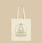 Buddha Inspirational Cotton Canvas Tote Bag, Eco-Friendly Grocery Bag, Yoga Bag, Gift for Mindfulness, Reusable Shopping Bag