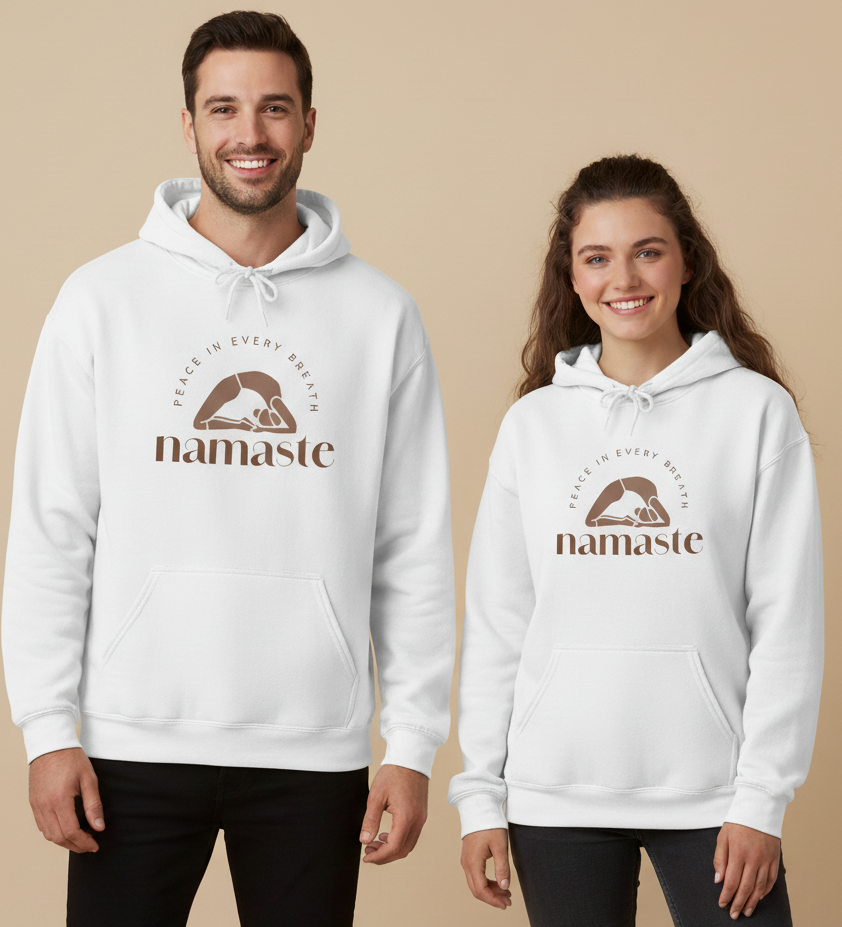 Namaste Unisex Hooded Sweatshirt, Cozy Casual Wear, Streetwear Style, Eco-Friendly Gift