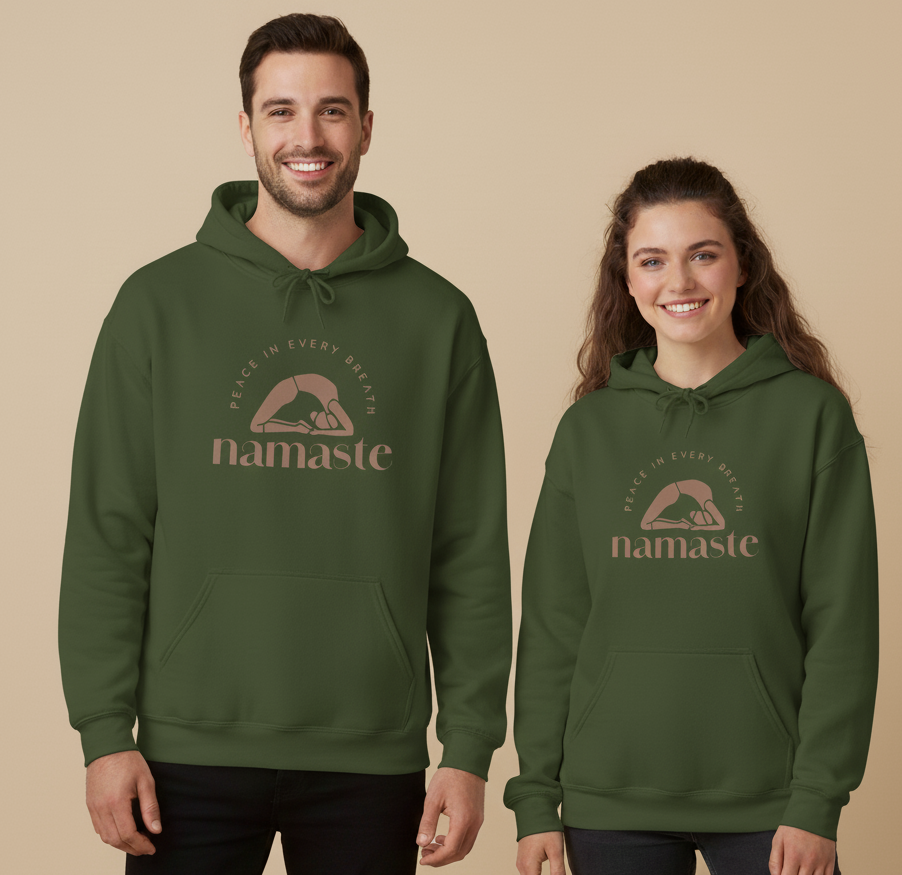 Sudadera con capucha unisex Namaste, ropa informal acogedora, estilo urbano, regalo ecológico