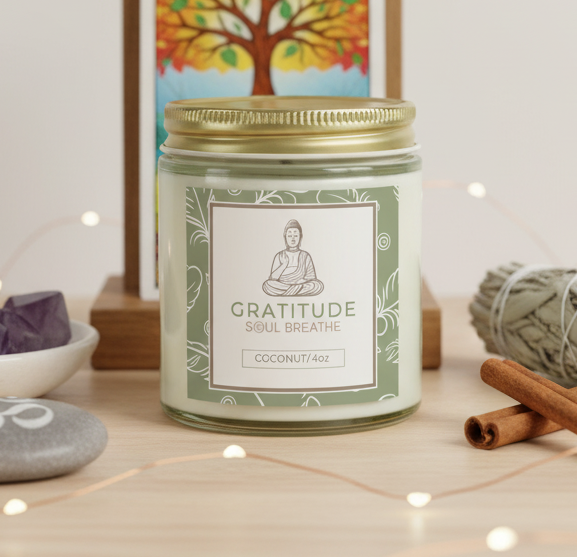 Scented Candles, Meditation Vibe Candle for Inner Peace, Yoga Room Decor, Relaxation Gift, Coconut Apricot Wax Hand-Poured Candle, Mindful