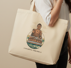Large Eco-Friendly Tote Bag with Buddha Design, Sustainable Shopping Bag, Beach Tote, Gift for Travelers, Eco-Conscious Tote