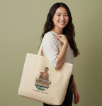 Large Eco-Friendly Tote Bag with Buddha Design, Sustainable Shopping Bag, Beach Tote, Gift for Travelers, Eco-Conscious Tote