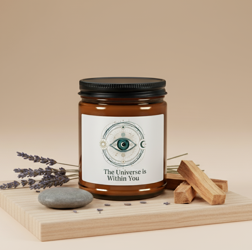 Crystal Energy Scented Soy Candle - The Universe is Within You, Meditation Gift, Aromatherapy, Home Decor, Spiritual