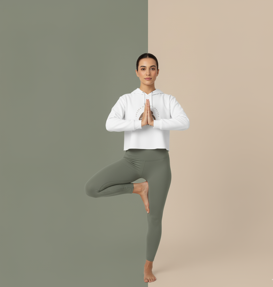 Namaste Crop Hoodie -Yoga Apparel, Women's Activewear, Mindfulness Gift, Workout Top, Cozy Loungewear