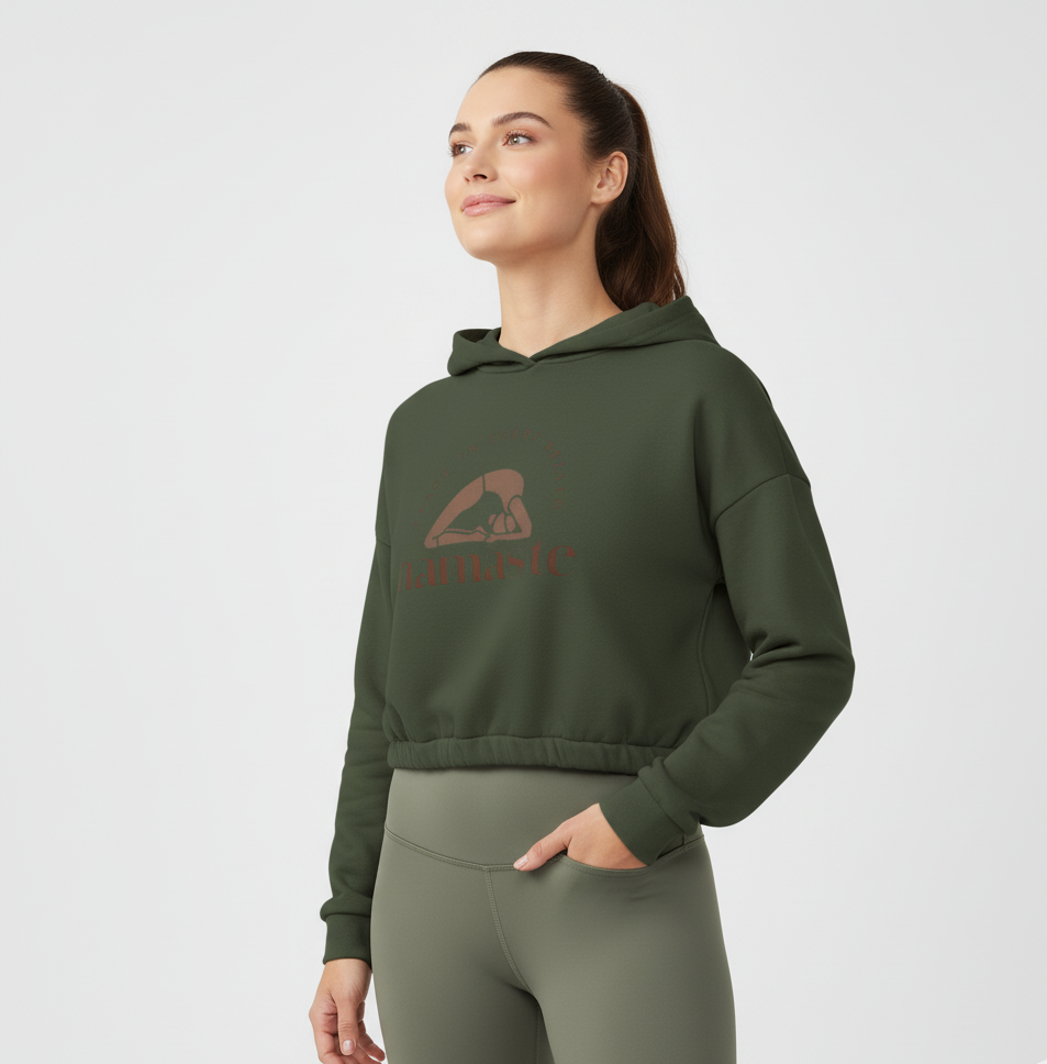 Namaste Women's Cinched Bottom Hoodie, Yoga Hoodie, Relaxed Fit Sweatshirt, Meditation Apparel, Mindfulness Gift, Cozy Layering Piece