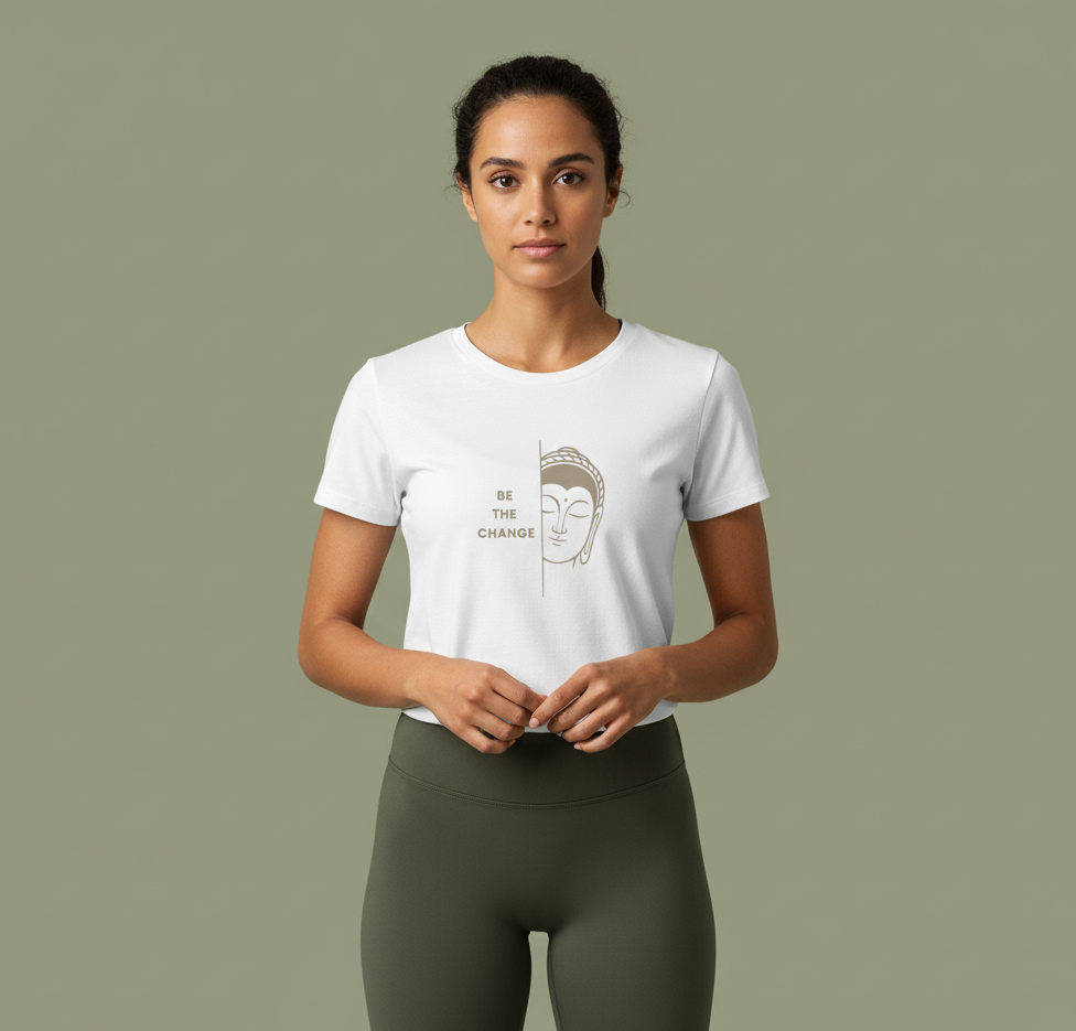Minimalist Buddha 'Be The Change' T-Shirt | Inspirational Yoga