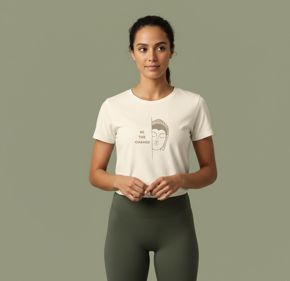 Minimalist Buddha 'Be The Change' T-Shirt | Inspirational Yoga