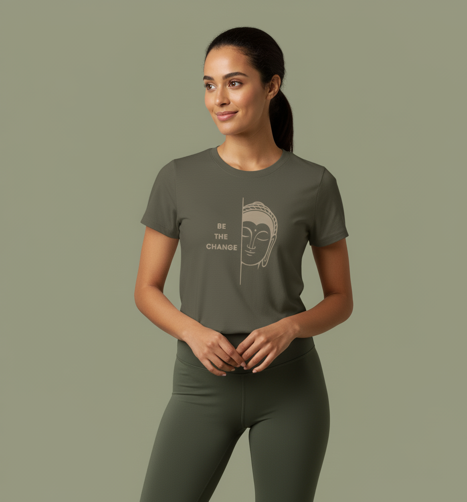 Minimalist Buddha 'Be The Change' T-Shirt | Inspirational Yoga