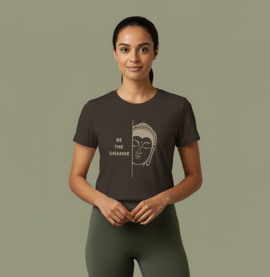 Minimalist Buddha 'Be The Change' T-Shirt | Inspirational Yoga