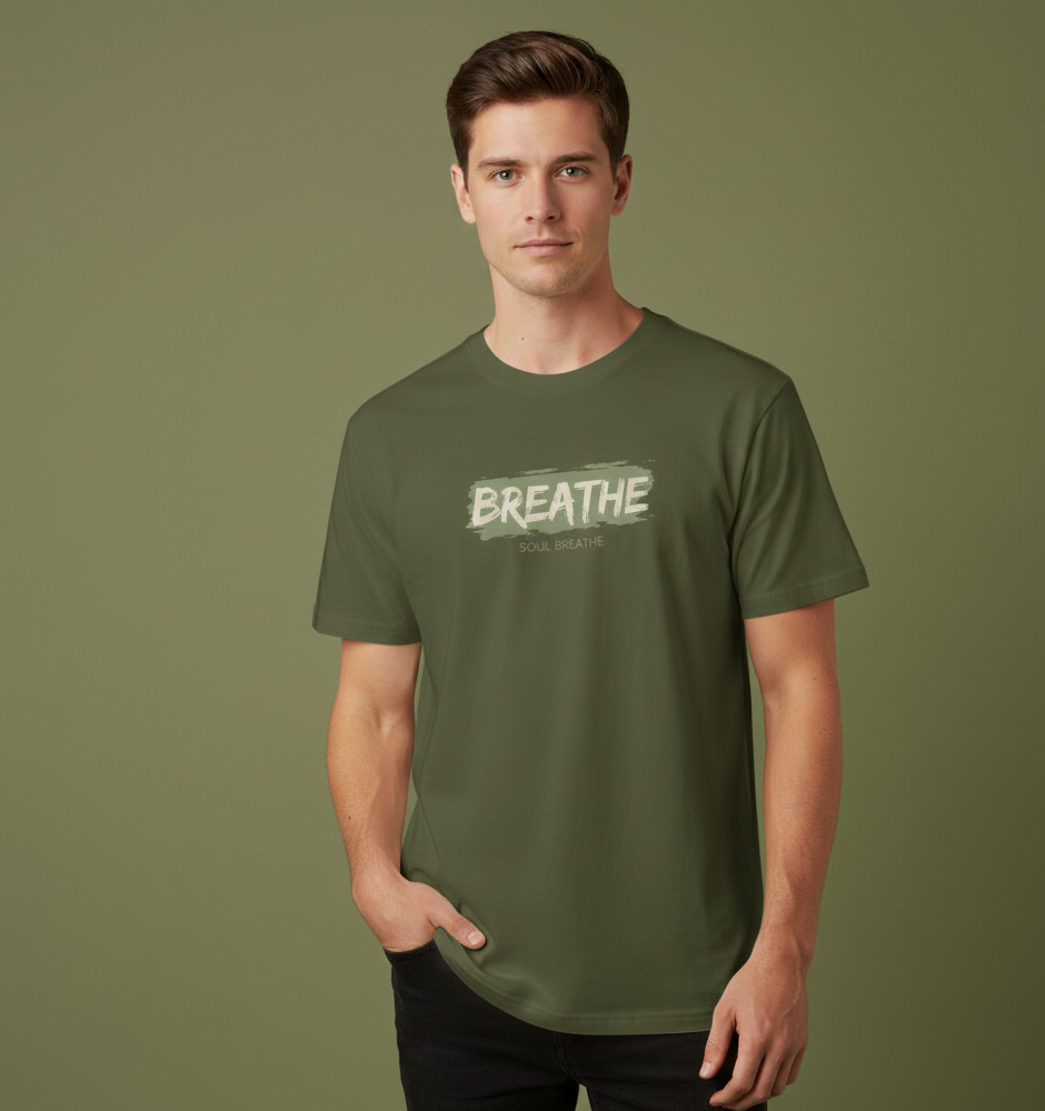 Breathe Garment-Dyed T-Shirt - Relaxed Fit, Casual Wear, Gift for Mindfulness, Summer Essentials, Eco-Friendly Style