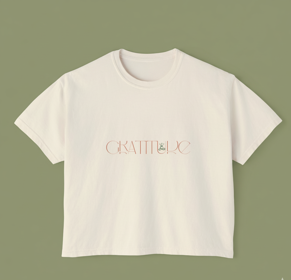 Minimalist Gratitude T-Shirt, Positive Affirmation Shirt, Aesthetic Cropped Tee, Mental Health Gift