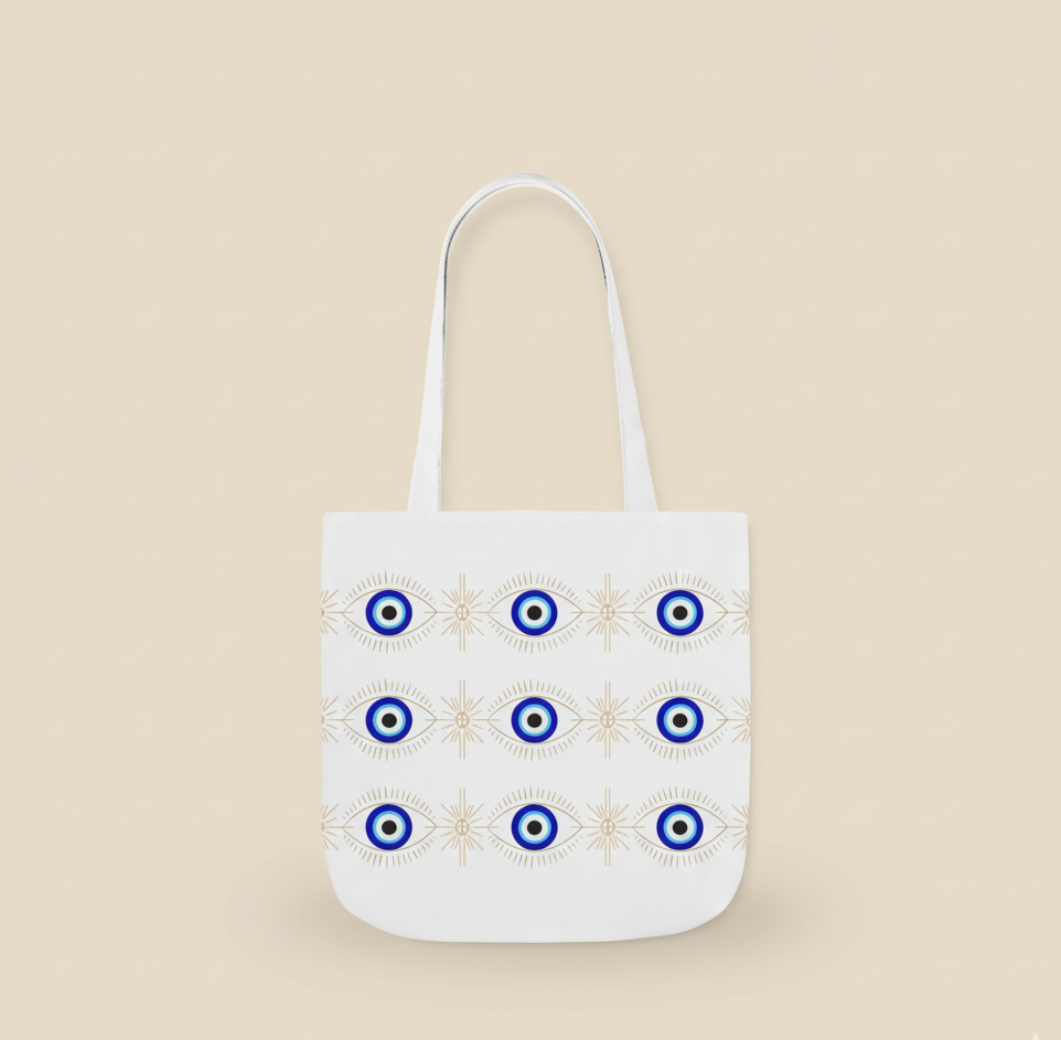 Eye-Catching Evil Eye Canvas Tote Bag for Daily Use