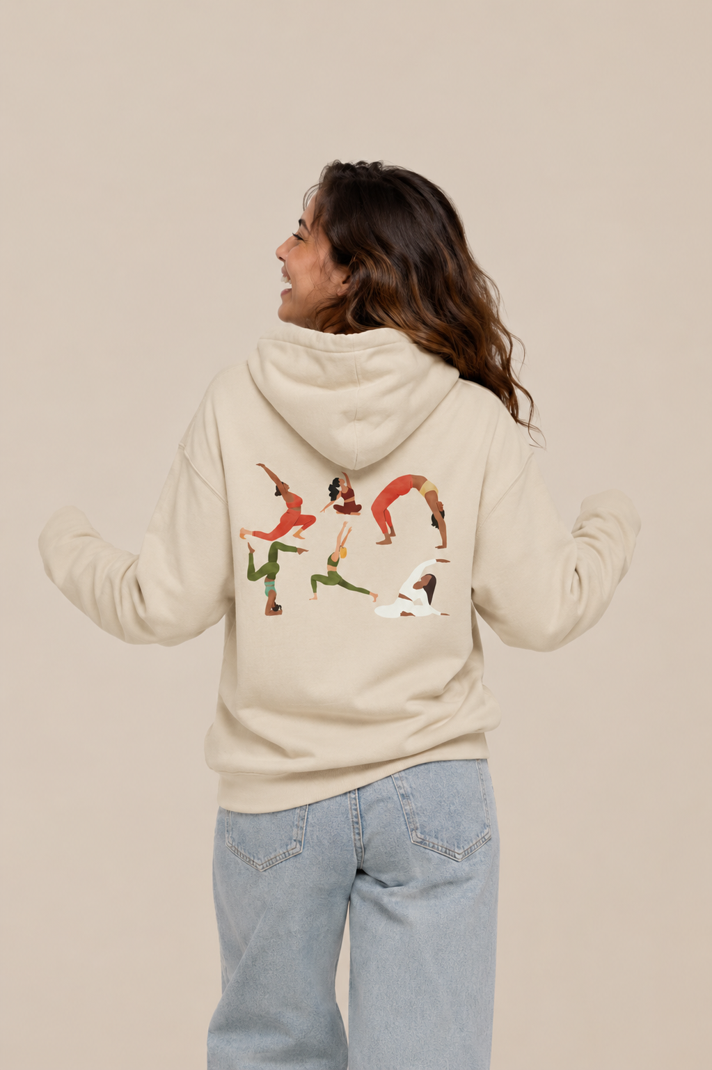 Sudadera con capucha de arte de yoga minimalista