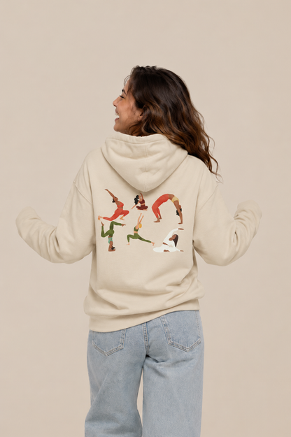 Sudadera con capucha de arte de yoga minimalista