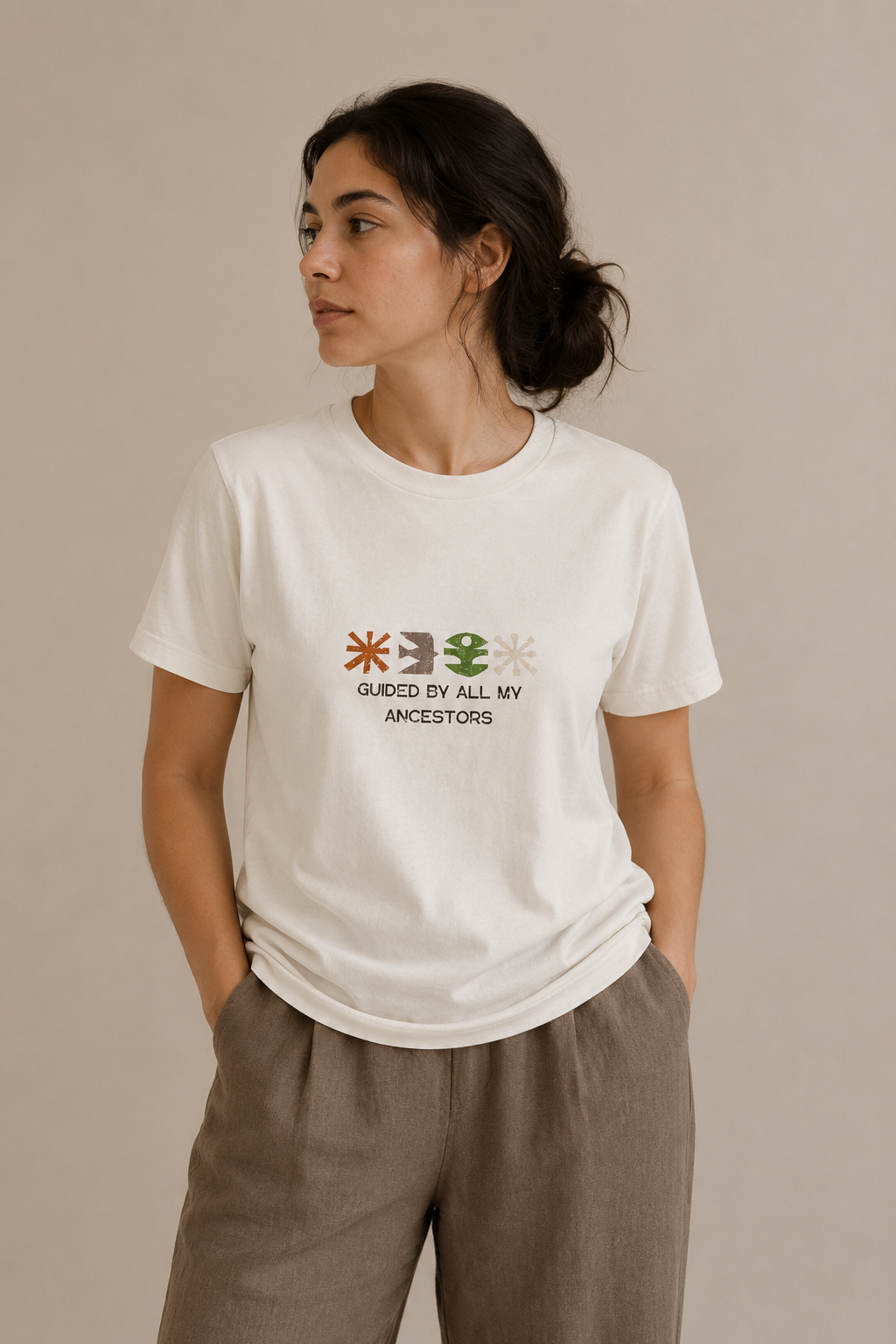 Guided by All My Ancestors Tee — Ancestral Symbols Graphic T-Shirt