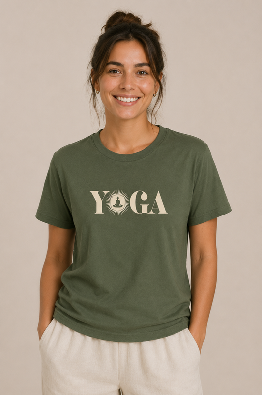 Minimal Gold Script Yoga T-Shirt