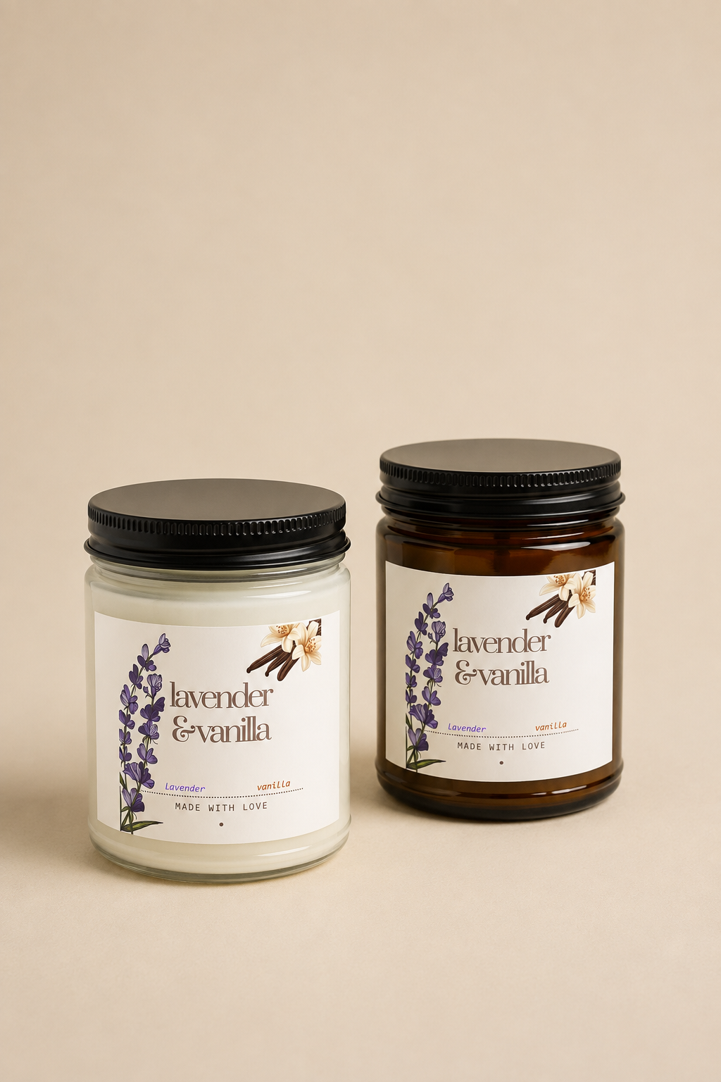 Vela de Soja Lavanda y Vainilla 4oz / 9oz