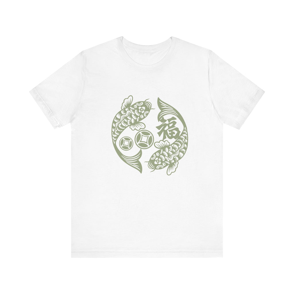 Lucky Koi Fish T-Shirt for Good Fortune, , Positive Vibes Apparel, Gift for Him/Her, Japanese Art Inspired
