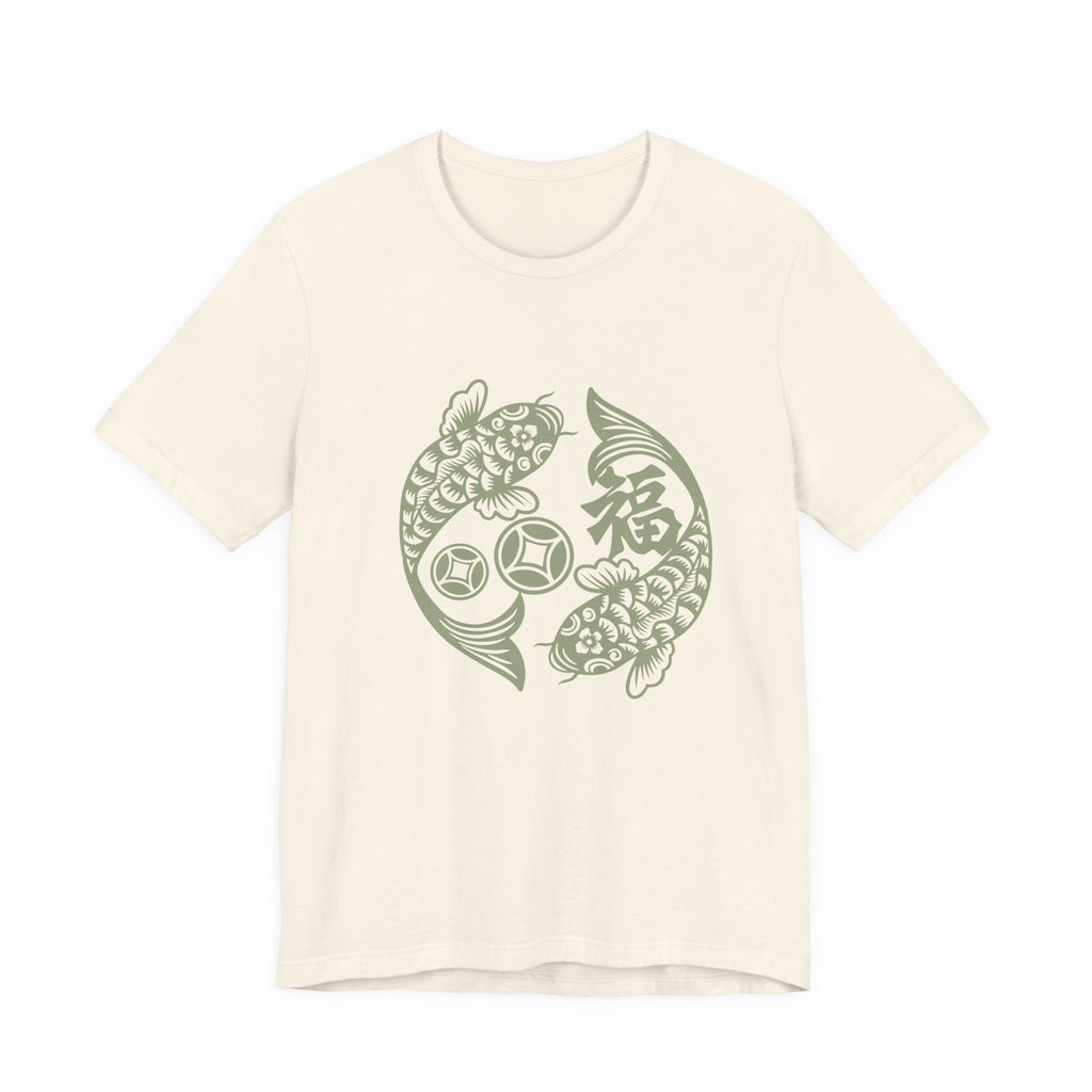 Lucky Koi Fish T-Shirt for Good Fortune, , Positive Vibes Apparel, Gift for Him/Her, Japanese Art Inspired
