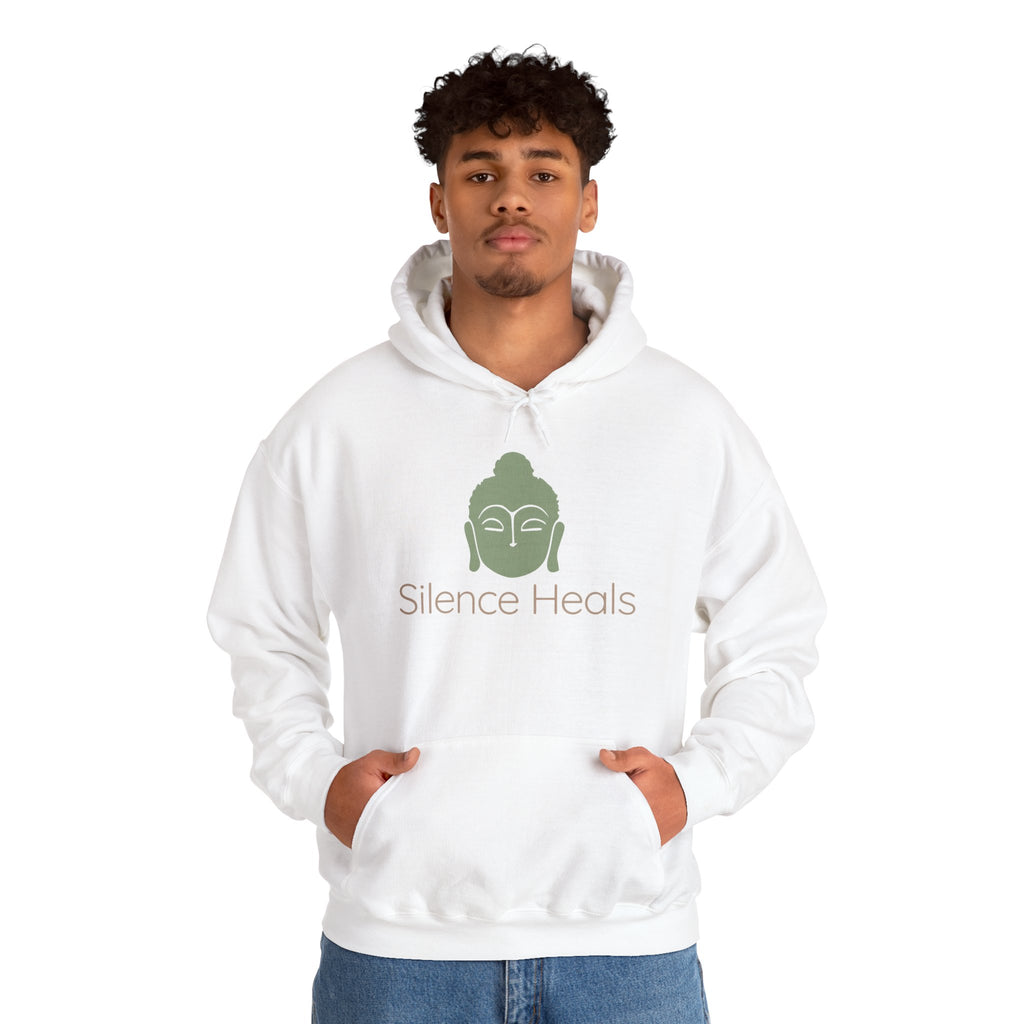 Silence Heals Unisex Hooded Sweatshirt, Cozy Casual Wear, Streetwear Style, Eco-Friendly Gift