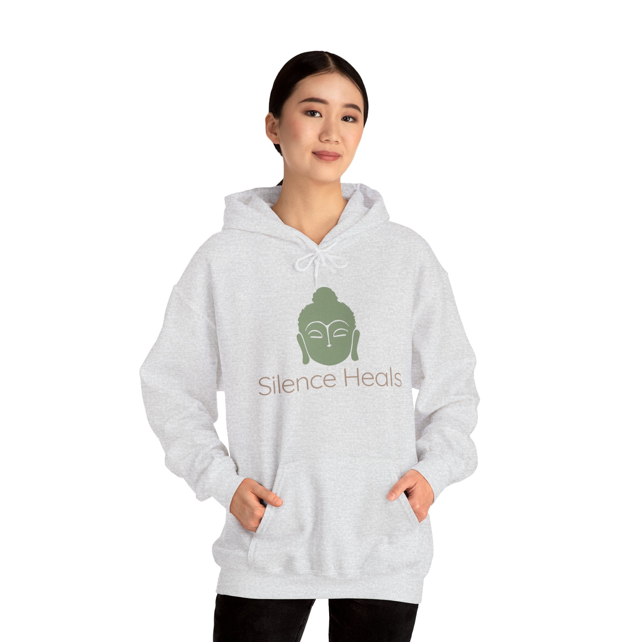 Silence Heals Unisex Hooded Sweatshirt, Cozy Casual Wear, Streetwear Style, Eco-Friendly Gift