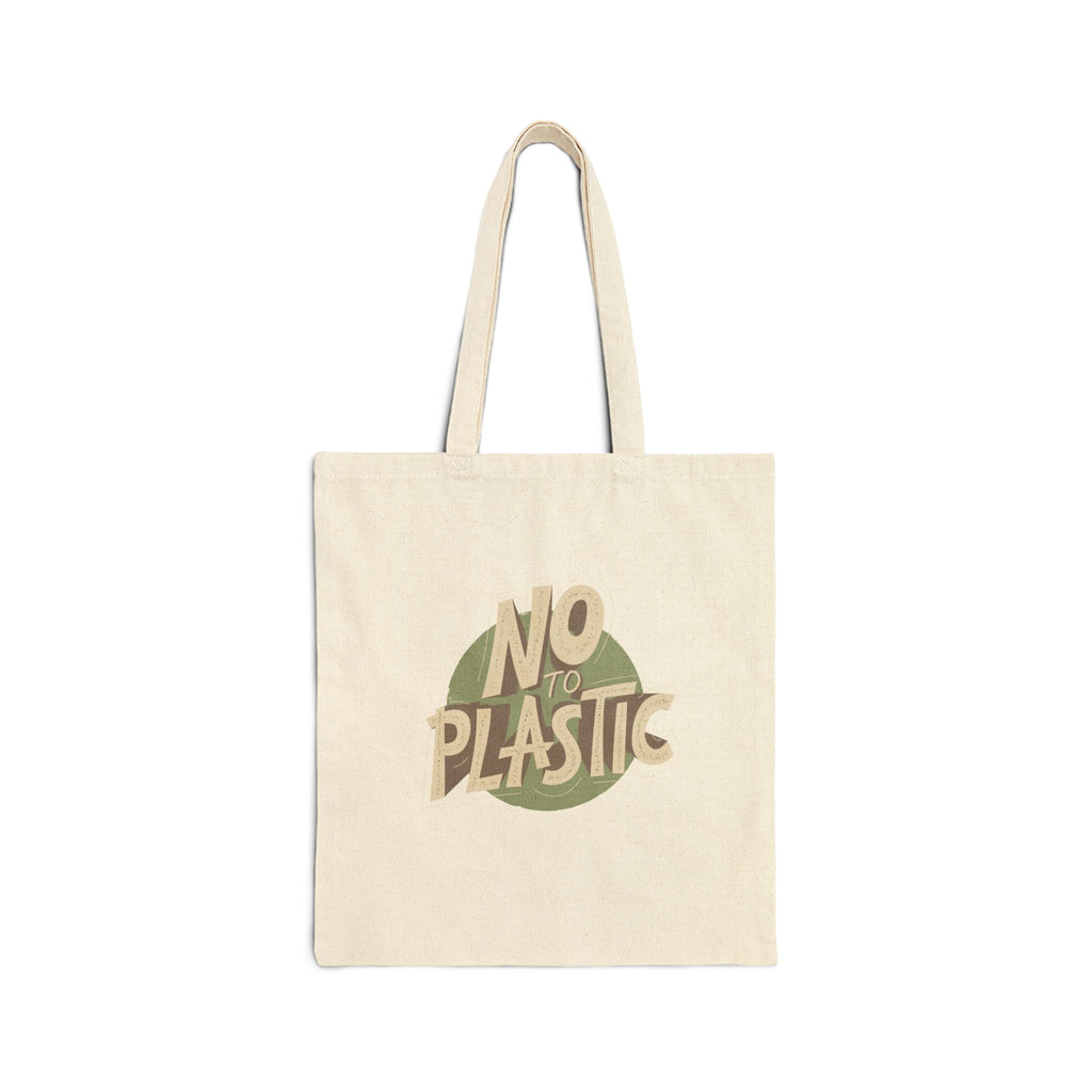 Eco-Friendly Cotton Canvas Tote Bag No to Plastic, Reusable Shopping Bag, Sustainable Gift, Grocery Bag
