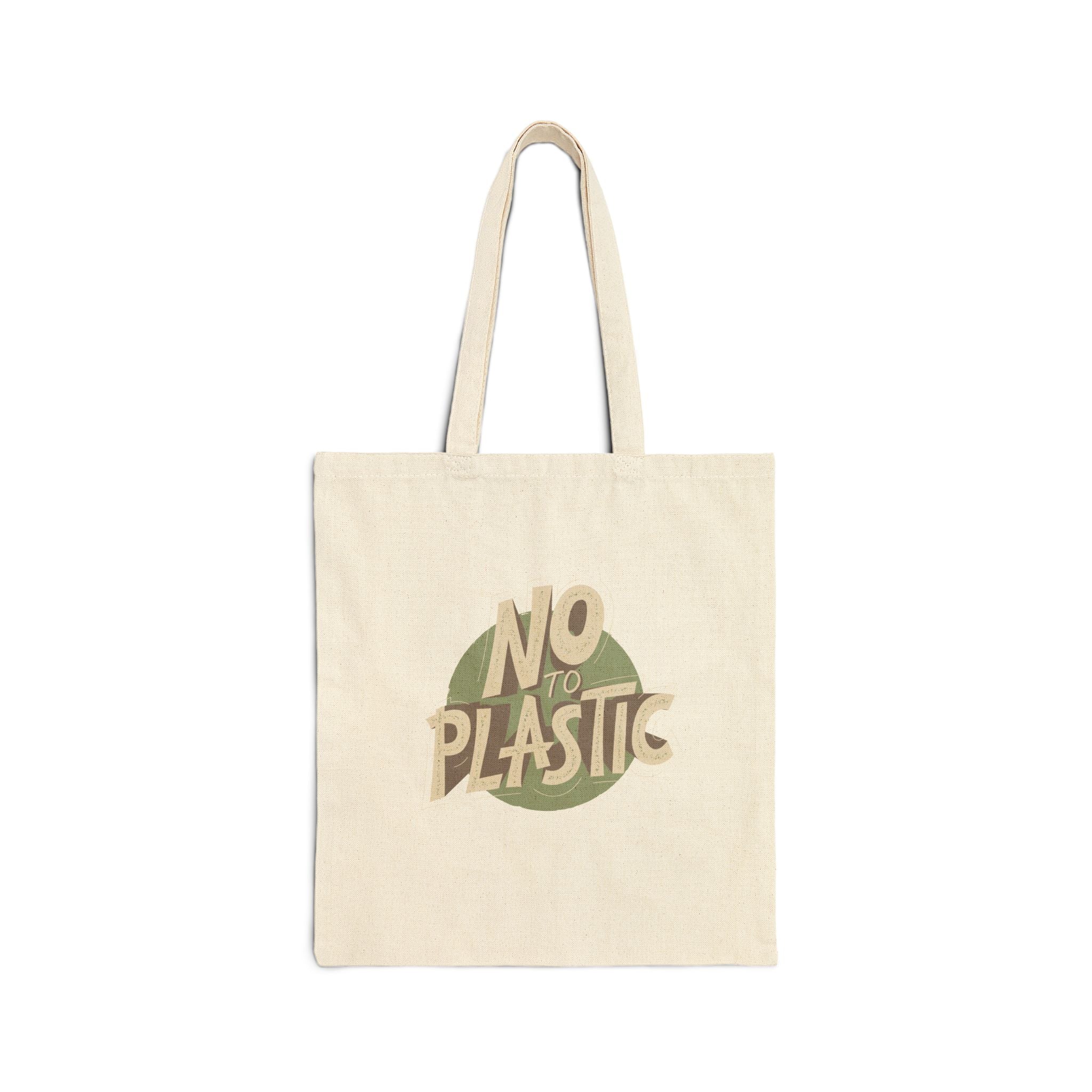 Eco-Friendly Cotton Canvas Tote Bag No to Plastic, Reusable Shopping Bag, Sustainable Gift, Grocery Bag