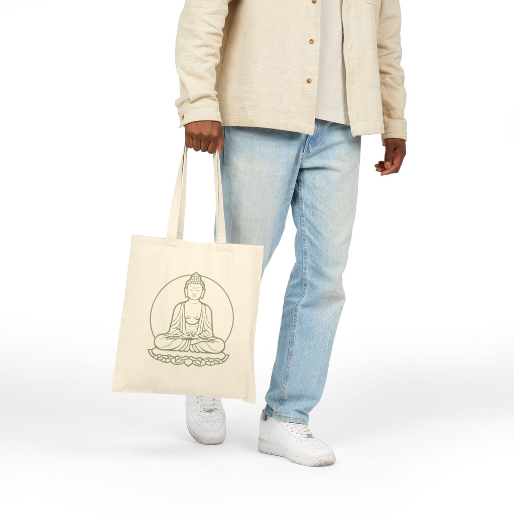 Buddha Inspirational Cotton Canvas Tote Bag, Eco - Friendly Grocery Bag, Yoga Bag, Gift for Mindfulness, Reusable Shopping Bag - Soul Breathe