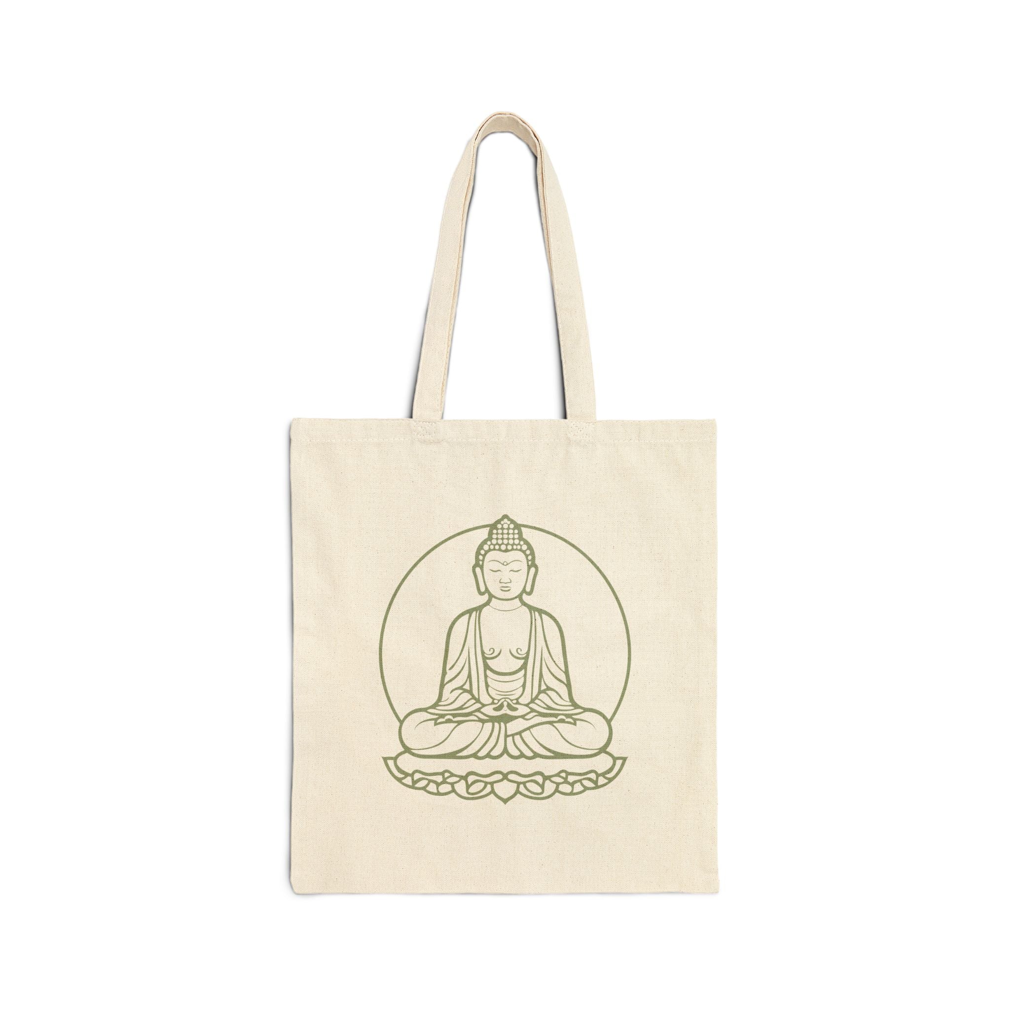 Buddha Inspirational Cotton Canvas Tote Bag, Eco - Friendly Grocery Bag, Yoga Bag, Gift for Mindfulness, Reusable Shopping Bag - Soul Breathe