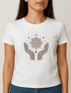Celestial Hands Cotton Tee, Boho Graphic Tee, Astrology Shirt, Gift for Astrology Lovers, Cosmic Tee, Spiritual Apparel - Soul Breathe