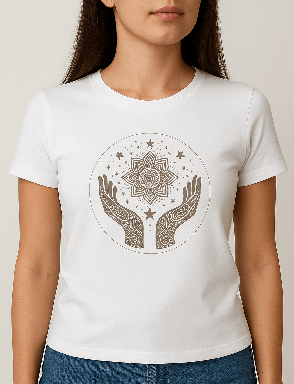 Celestial Hands Cotton Tee, Boho Graphic Tee, Astrology Shirt, Gift for Astrology Lovers, Cosmic Tee, Spiritual Apparel - Soul Breathe