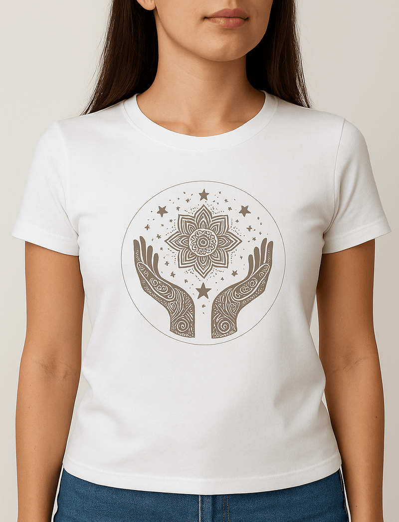 Celestial Hands Cotton Tee, Boho Graphic Tee, Astrology Shirt, Gift for Astrology Lovers, Cosmic Tee, Spiritual Apparel - Soul Breathe