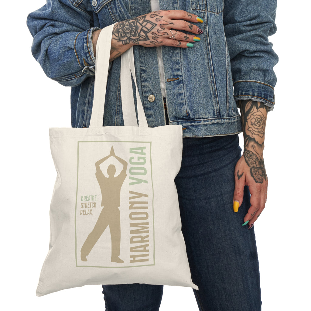Harmony Yoga Tote Bag, Eco - Friendly Shopping Bag, Motivational Gift, Smile Design, Canvas Tote, Everyday Use, Perfect for Gifts - Soul Breathe