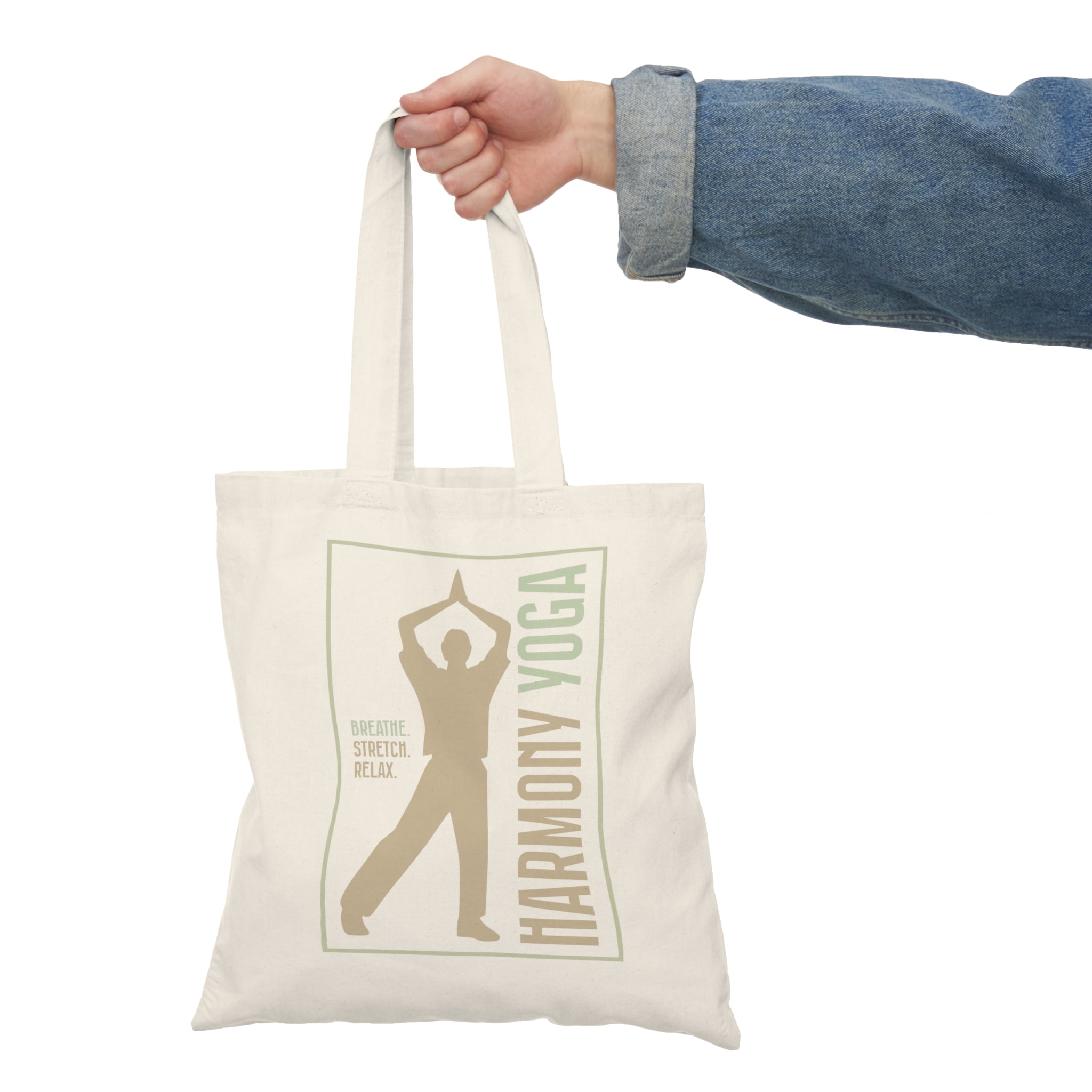 Harmony Yoga Tote Bag, Eco - Friendly Shopping Bag, Motivational Gift, Smile Design, Canvas Tote, Everyday Use, Perfect for Gifts - Soul Breathe