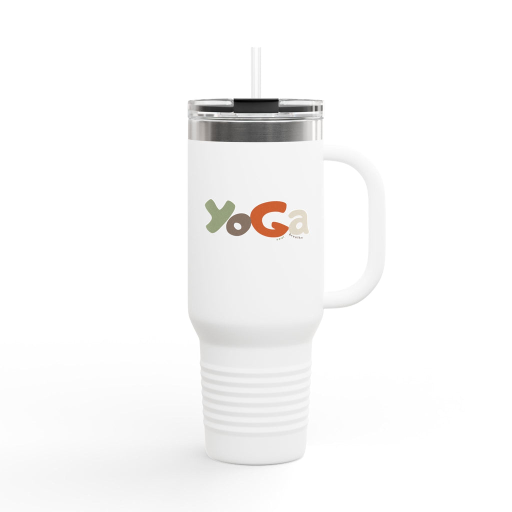 Insulated Travel Mug with Motivational Yoga Design, 40oz Yoga Mug, Fitness Travel Cup, Eco - Friendly Insulated Travel Mug, Reusable - Soul Breathe