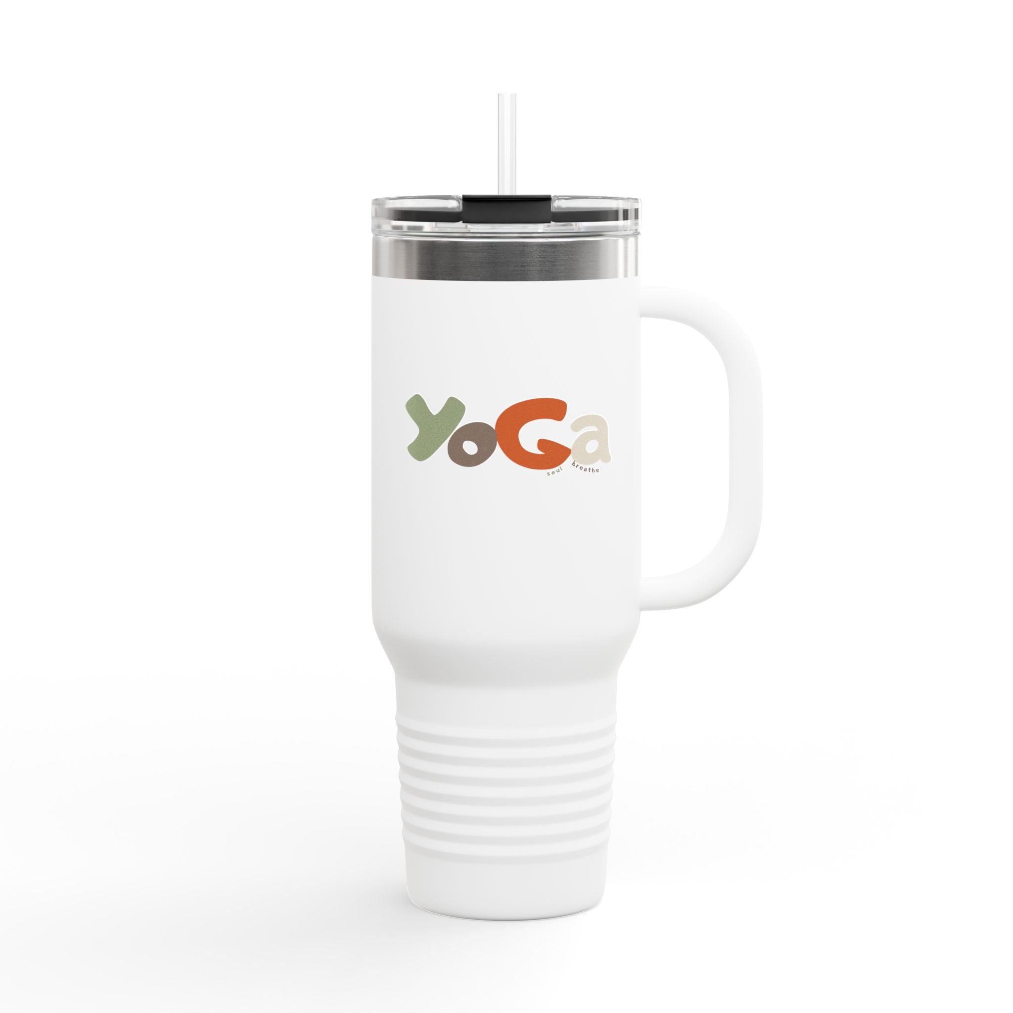 Insulated Travel Mug with Motivational Yoga Design, 40oz Yoga Mug, Fitness Travel Cup, Eco - Friendly Insulated Travel Mug, Reusable - Soul Breathe