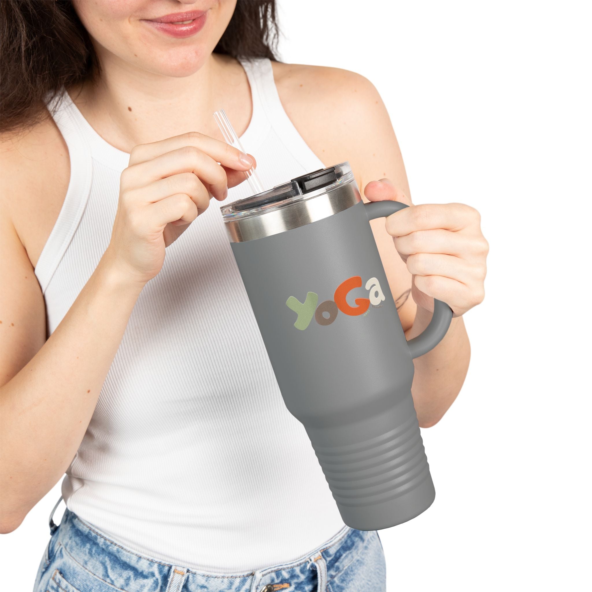 Insulated Travel Mug with Motivational Yoga Design, 40oz Yoga Mug, Fitness Travel Cup, Eco - Friendly Insulated Travel Mug, Reusable - Soul Breathe
