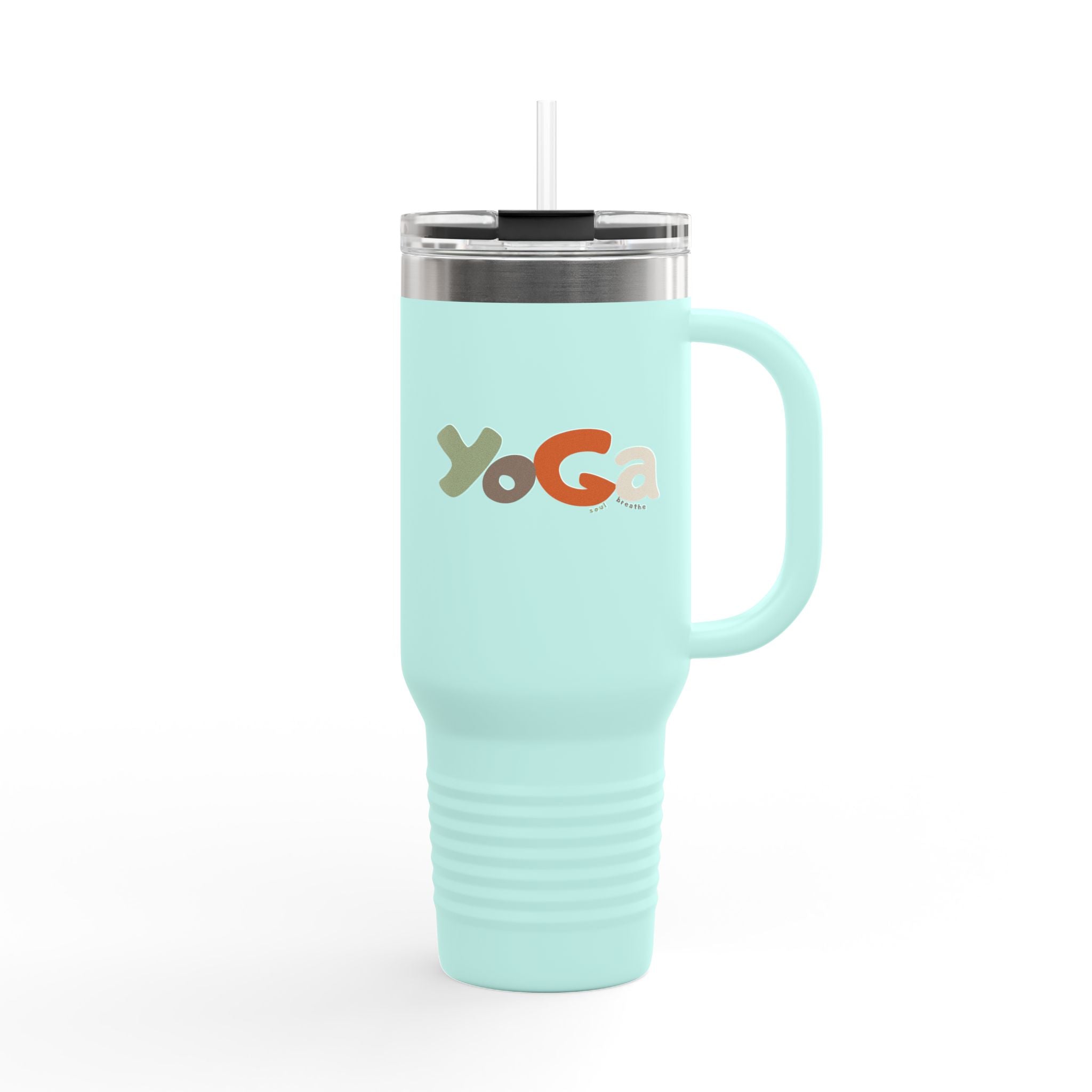 Insulated Travel Mug with Motivational Yoga Design, 40oz Yoga Mug, Fitness Travel Cup, Eco - Friendly Insulated Travel Mug, Reusable - Soul Breathe