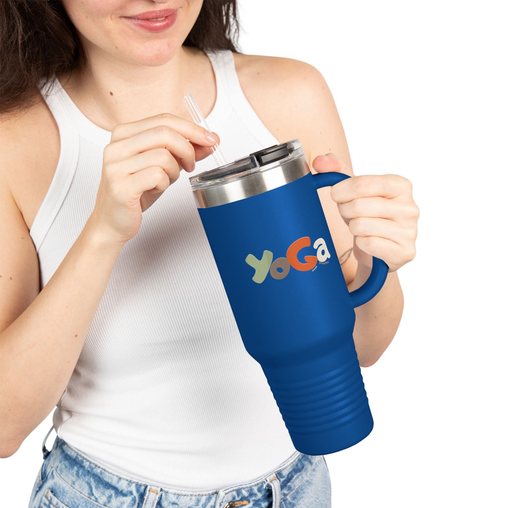 Insulated Travel Mug with Motivational Yoga Design, 40oz Yoga Mug, Fitness Travel Cup, Eco - Friendly Insulated Travel Mug, Reusable - Soul Breathe